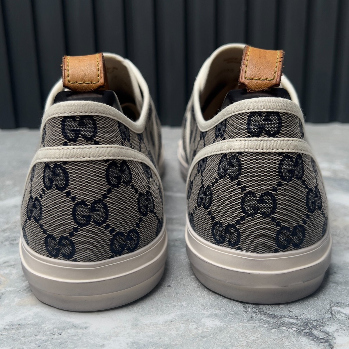 NEW GUCCI Julio GG Monogram Tennis Sneakers Blue Fabric 11 G