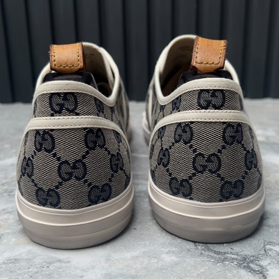 NEW GUCCI Julio GG Monogram Tennis Sneakers Blue Fabric UK 10 s-l400.jpg main image 3