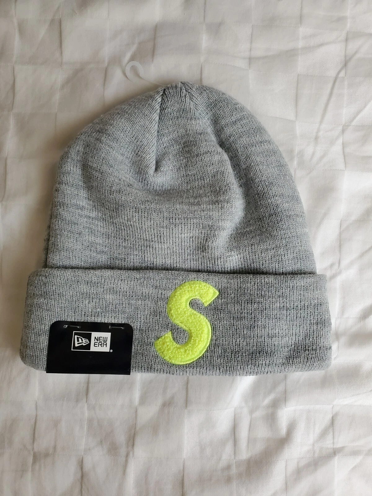 Supreme New Era S Logo Beanie FW19 gris bruyère néon 2019