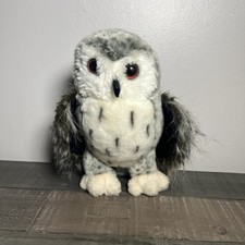 Douglas Crescent Silver Owl Realistic Plush Gray White Owl Stuffed Animal 3837