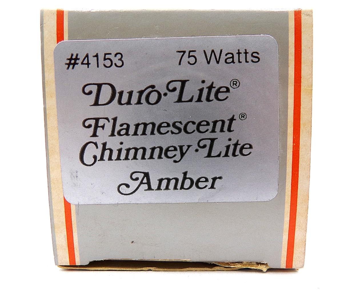 Vintage Unused Amber Duro-Lite 75W LIGHT BULB Flamescent Chimney-Lite Boxed 4153