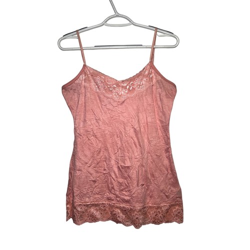 Maurices pink crinkle lace trim cami tank top womens medium y2k fairy babydoll