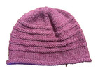HAND KNIT HEATHER MULBERRY WOOL HAT WITH ROLL EDGE AND BAND DETAIL — photo 1