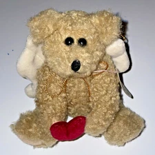 Boyds Bears Miniature Cupid Hanging Ornament w/ Red Heart Jointed Tan Plush