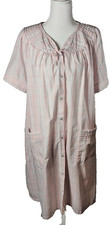 Vintage 80s Pink K Nightgown Housecoat Plaid Pink/White Buton Down size 1X