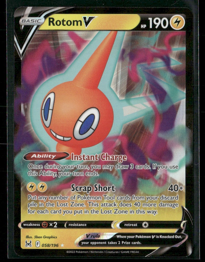 Rotom V #58/196 Lost Origin 2022 Basic/Rare Holo V NM/LP Pokemon TCG
