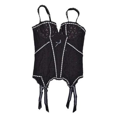 RARE Chantal Thomass corset bustier top 32B black lace floral