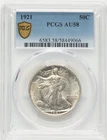 1921 50C Walking Liberty Half Dollar PCGS AU58