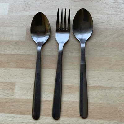Vintage Cyprus Airways Fork + 2 X Spoons Stainless Steel Cutlery Aeronautica
