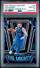 2024 Panini Totally Certified The Mighty Luka Doncic #10 Mirror Blue PSA 10