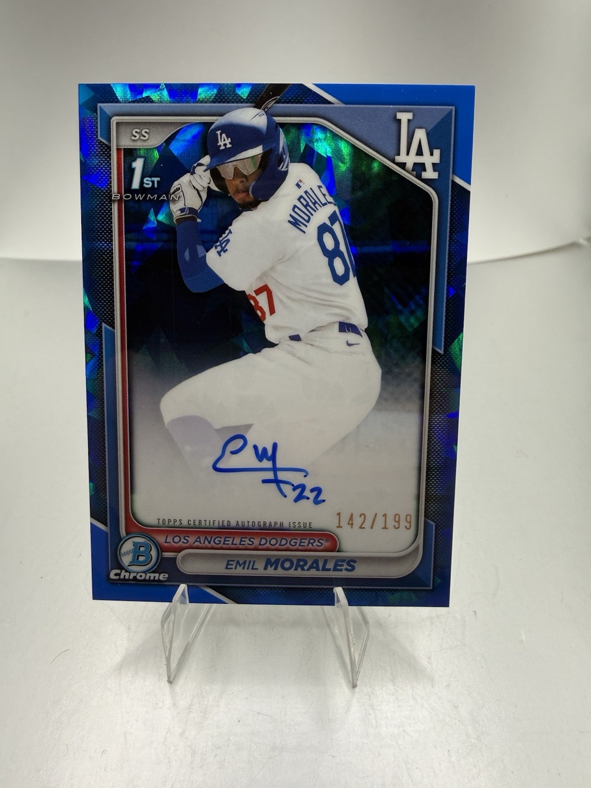 2024 Bowman Chrome Sapphire Emil Morales Auto 142/199 LA Dodgers 1st Bowman!!