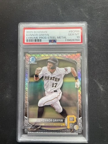 2025 Bowman Chrome Prospects Konnor Griffin #BCP-86 Steel Metal PSA 10