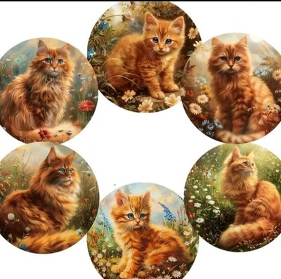 6 Stück Holz Rund Getränk Untersetzer Set Tasse Untersetzer Katzenliebhaber Tischsets