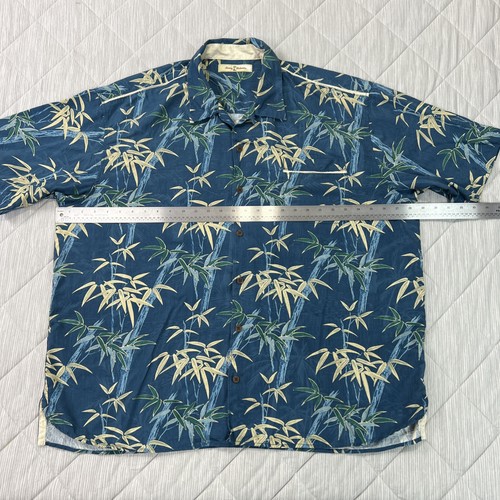 Tommy Bahama Hawaiian Shirt Mens 2XL Silk Blue Bamboo Floral Beach Camp Loud - Picture 5 of 20