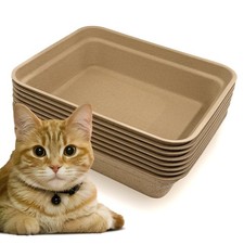 8 Pack Disposable Cat Litter Box, 17 x 13.2 x 4 Inch Large Kitty Litter Box P...