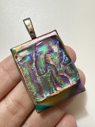 Handcrafted fused dichroic art glass Pendant