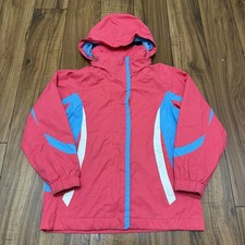 LL Bean Shell Jacket Youth Girls Large 6-7 Water Resistant Packable Hood Pink