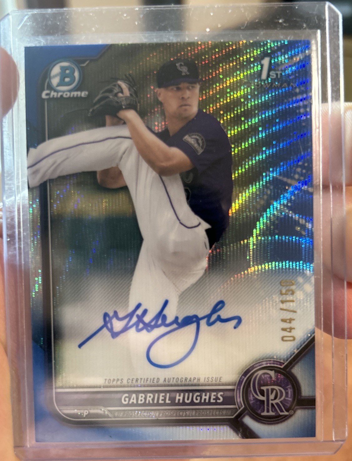 2022 Bowman Chrome Gabriel Hughes Draft Pick Autographs #CDA-GH Blue