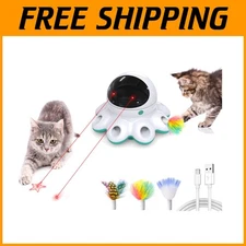 Interactive Cat Laser Toy with Feathers