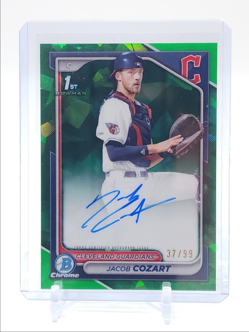JACOB COZART 2024 BOWMAN CHROME DRAFT 1ST SAPPHIRE GREEN AUTO /99 Q3943