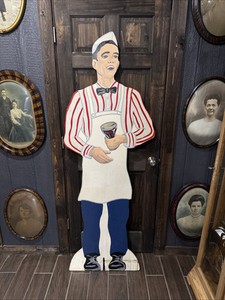 Vintage Coke - Coca Cola Advertising Wood Cut Out Waiter Restaurant Vintage