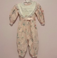 Vintage Carters Made In The USA Pink Floral Jumpsuit Sz 18 Mo