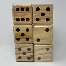 NEW SEALED Set if 6 Large Wood Dice 3 1/2 - Outdoor Games Crafts Decor