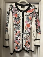 Bob Mackie Black Multi Buttoned Cardigan With Fruits  Flowers Design In 3X