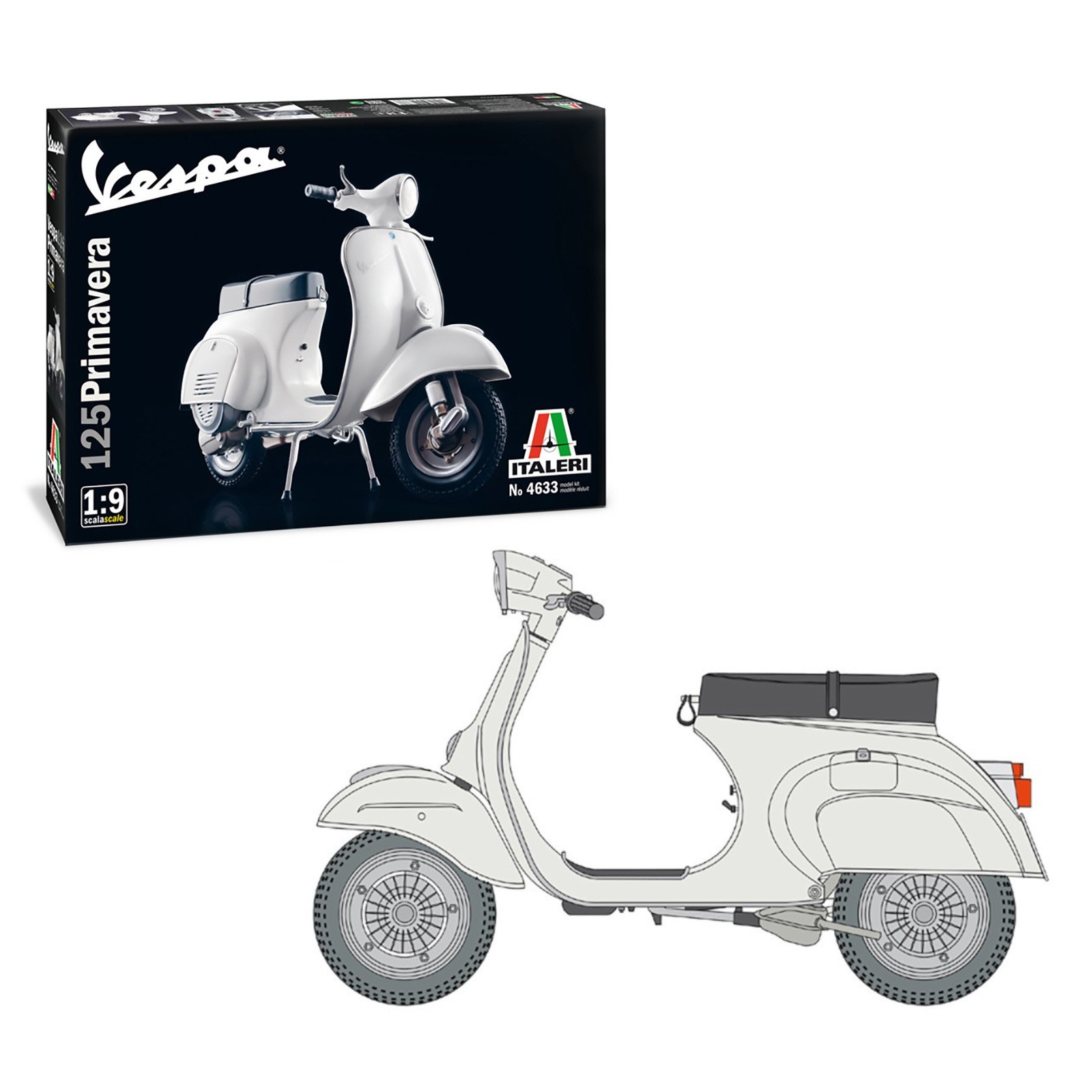 ITALERI 4633 Vespa 125 Primavera 1:9 Plastic Model Kit - Image 7