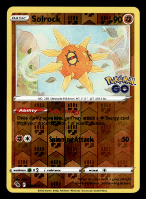 Solrock Uncommon Reverse Holo Pokemon GO 039/078 LP Pokémon TCG
