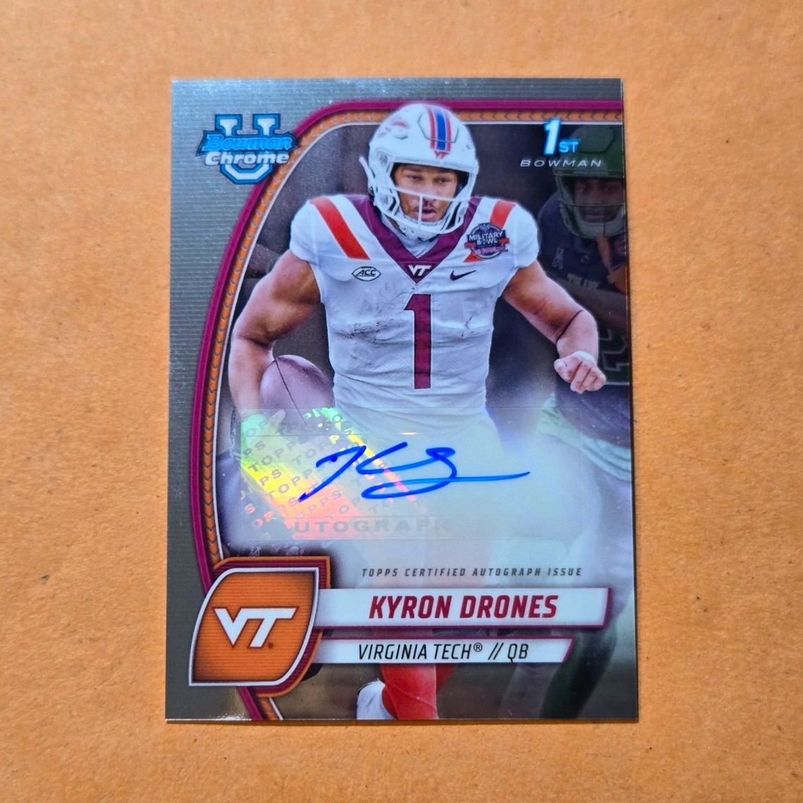 Kyron Drones AUTO Topps 2024 1st Bowman Chrome U Prospect Autograph #PA-KDR RC