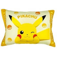 MORIPiLO Children's Pillow Low-Profile Pokemon Pikachu Winking Yellow Approx.