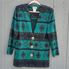Vtg Lady Carol of New York Turquoise Blazer S...
