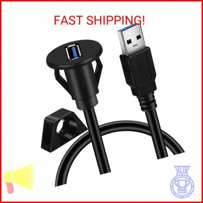 BATIGE Small USB 3.0 Male to Female AUX Flush Panel Mount Extension Cable for Ca