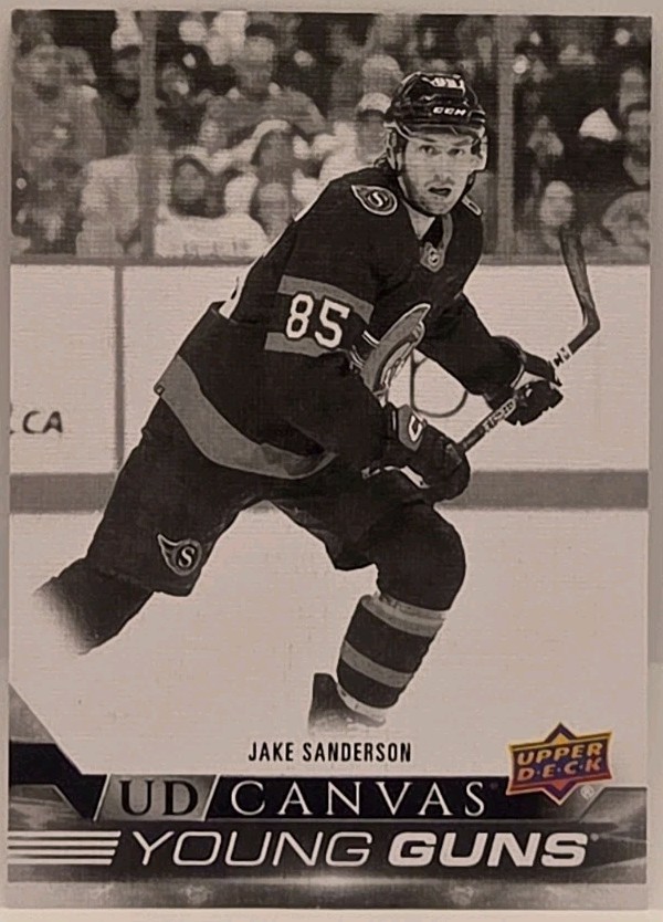 2022-23 UD Series 2 Canvas Black & White Young Guns #C223 Jake Sanderson