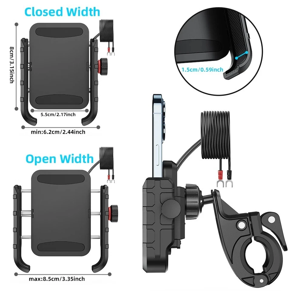 20W Wireless Fast Charger Motorcycle Motorbike Charging Phone Holder Mount. - Image 4 of 4