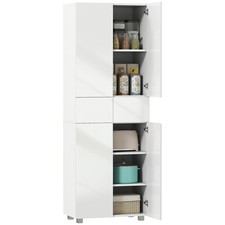 HOMCOM Kitchen Cupboard Storage Cabinet Push Open Doors and Drawers, White