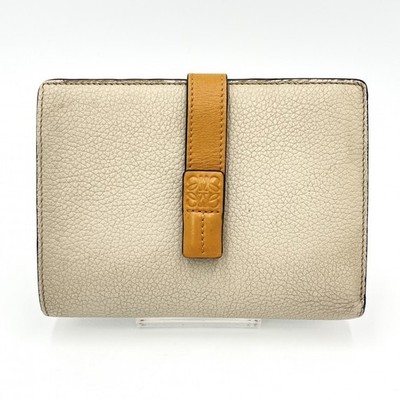 LOEWE Medium Vertical Geldbörse Leder Beige Orange Riemen