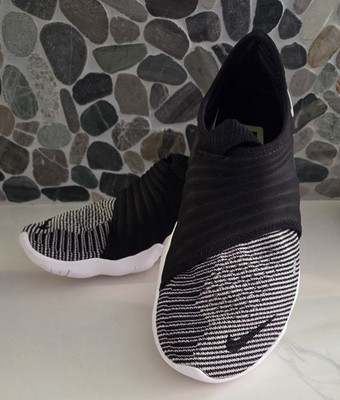 Nike Free RN Flyknit 3.0 Women s Size US 9.5  Slip On Black/White - Rare