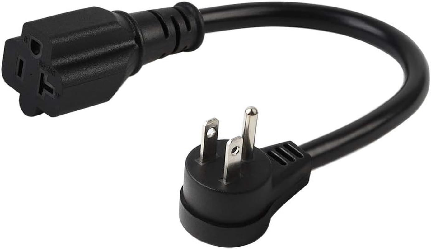 Right Angle (Down Angle) 15 Amp to 20 Amp Plug Adapter Cable UL Listed 14AWG (1F