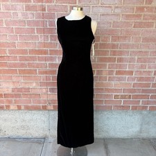 Vtg Deadstock Scott McClintock Black velvet Gown Glam goth 90s Prom Sz 12