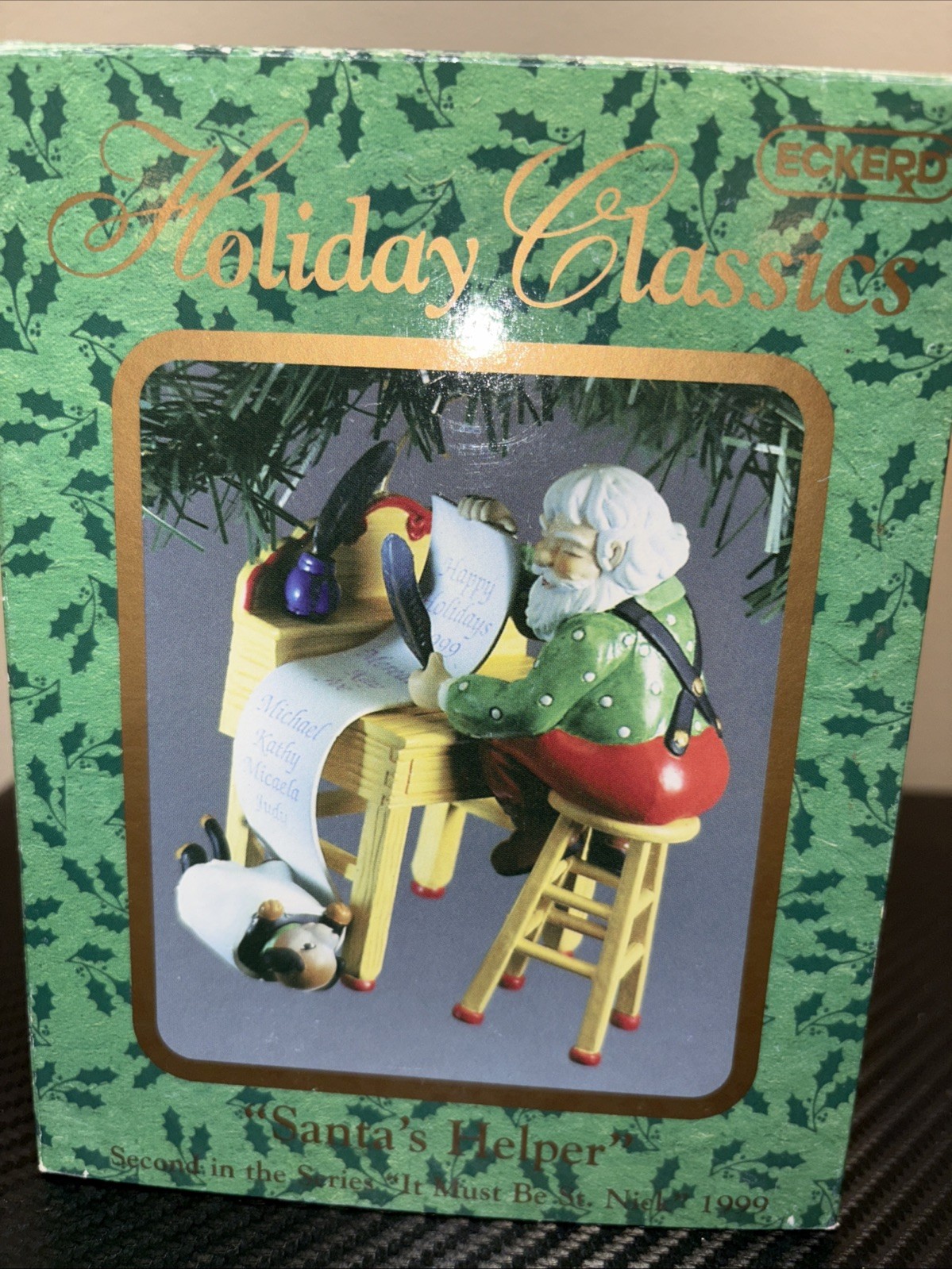 Santas Helper Christmas List with Dog Ornament by Eckerd Holiday Classic Box