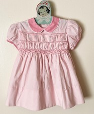 Vintage Polly Flinders Girl's Pink Stripe Hand Smocked Party Dress Sz 3T Cotton