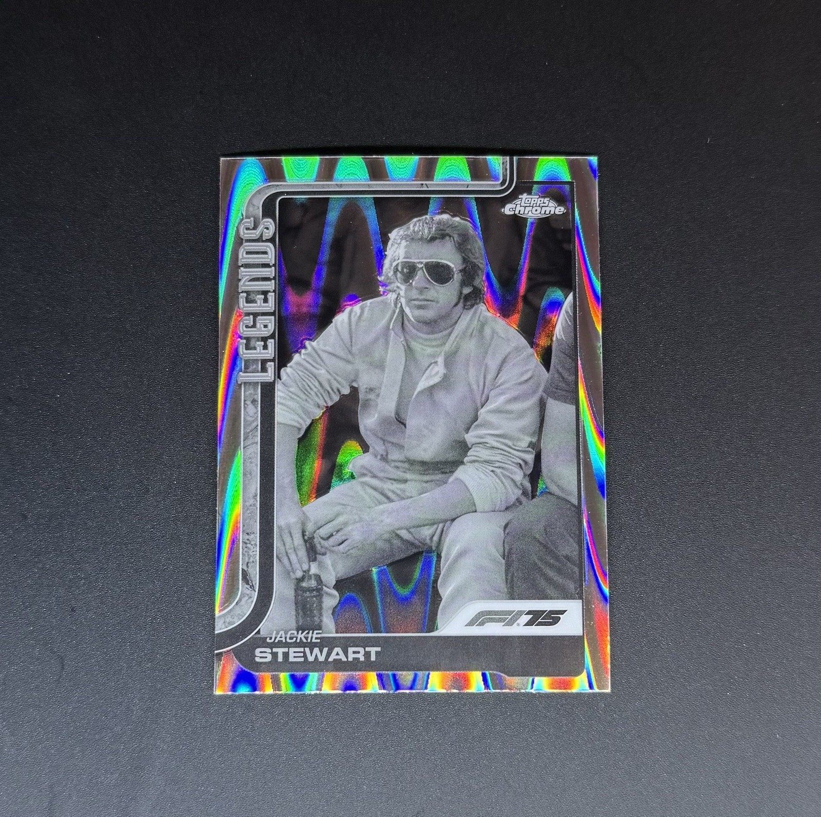 2025 Topps Chrome Formula 1 Legends Jackie Steward Black And White Raywave #154