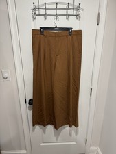Madewell The Harlow Superwide-Leg Trouser Pleated Pants Women's 14 Acorn Career