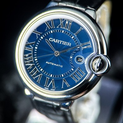 Cartier Ballon Bleu Blue Dial Black Strap WSBB0025
