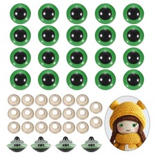 30mm Safety Eyes, 20Pcs Realistic Doll Crocheting Safety Eyes Green