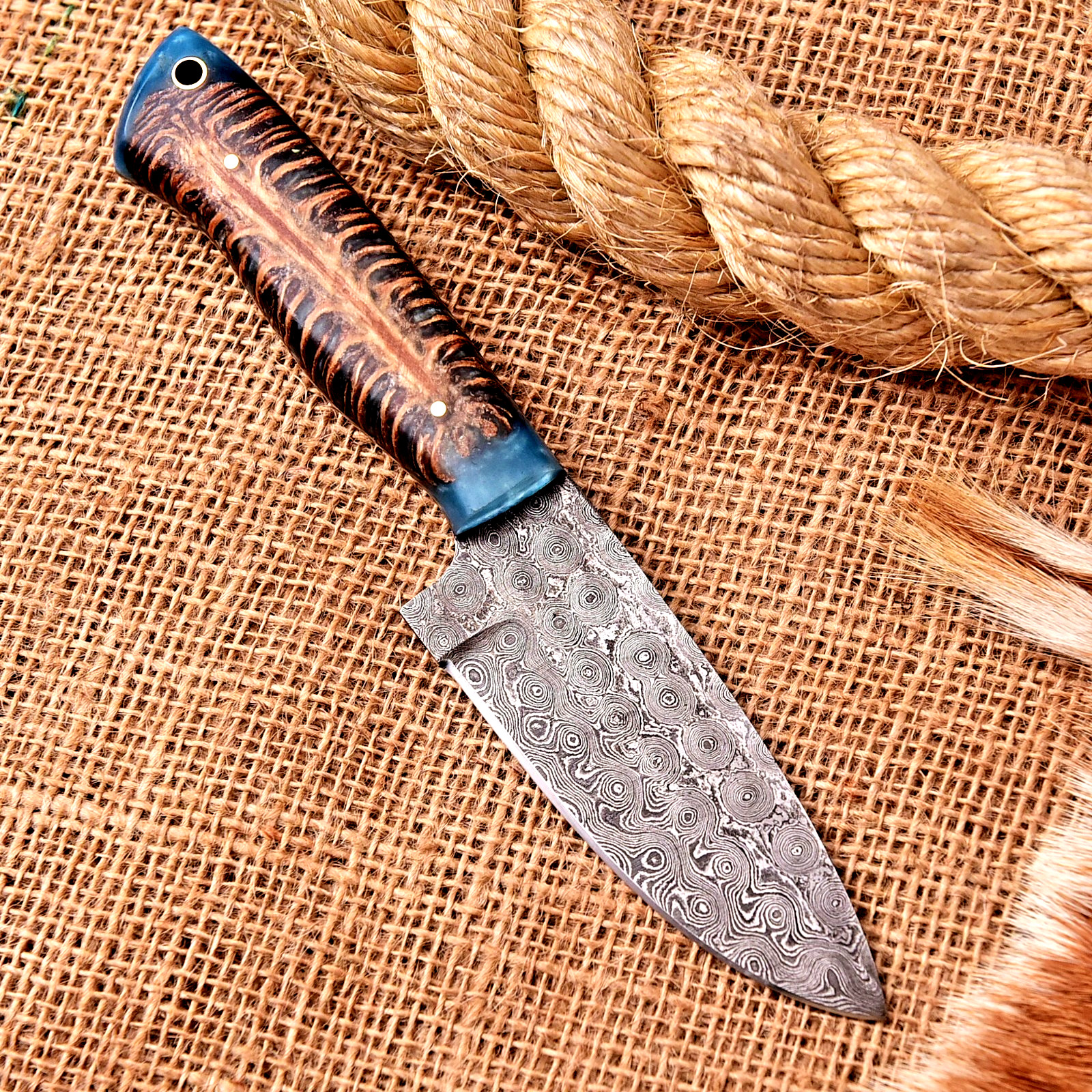 Custom Hand Made Forged Damascus Steel Hunting Knife Tactical Camping 2945