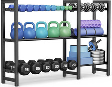 Rastrelliera per Manubri a 3 Livelli, Lunghezza 127 Cm, per Palestra Domestica,