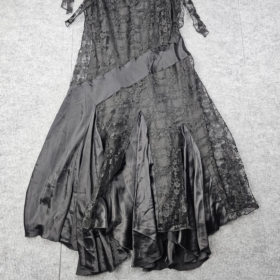 Vestido de lavandería Shelli Segal para mujer 6 negro hadas caprichoso años 90 grunge seda encaje Foto 3 de 4